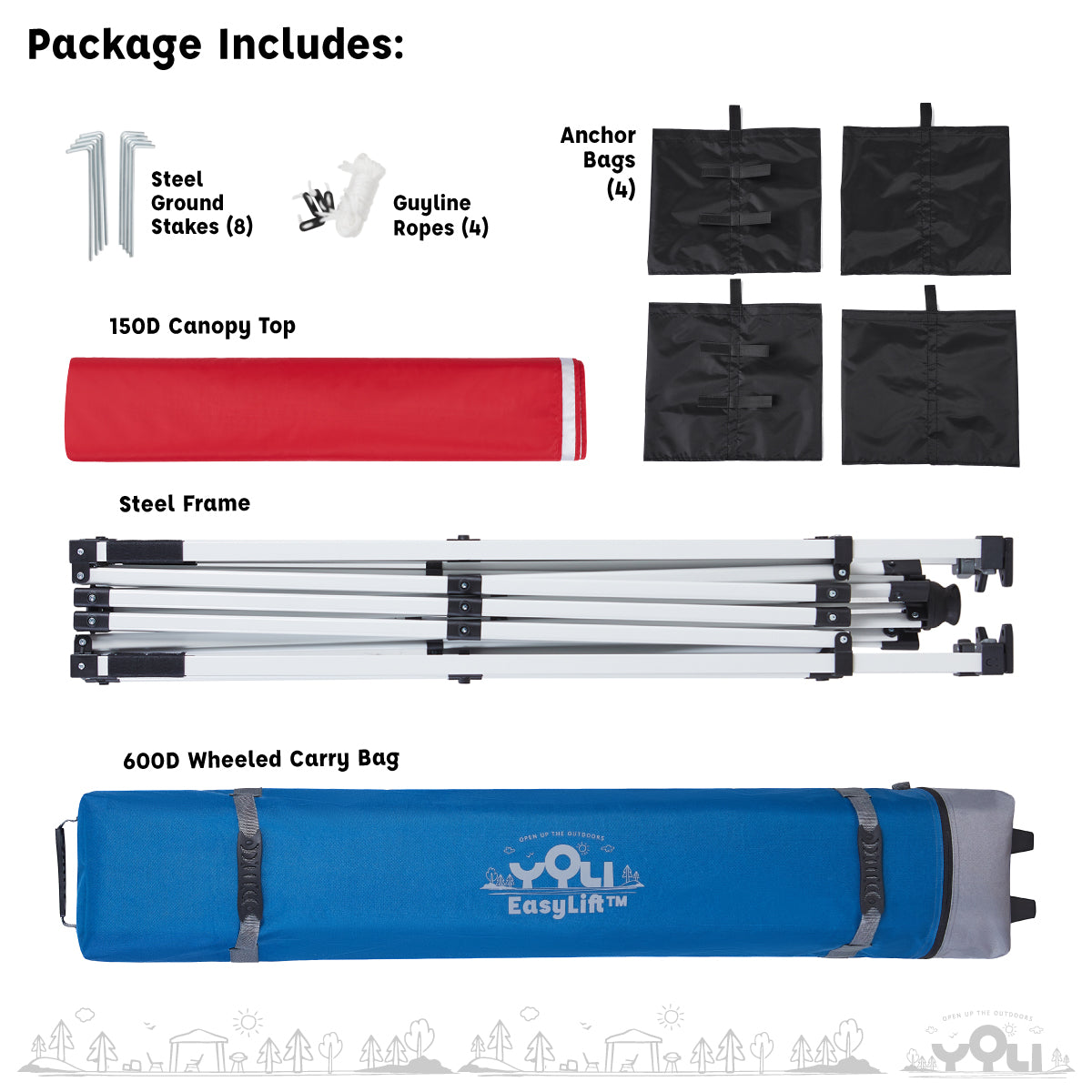 YOLI Moab EasyLift™ 100 10'x10' Instant Canopy with Carry Bag --- Red